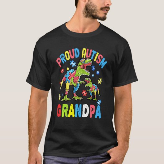 Grote dinosaurus T Rex & autisme kind trots autism T-shirt (Voorkant)