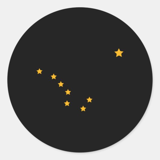 Grote Dipper Alaska State Vlaggenstaat Stuk Ronde Sticker (Voorkant)