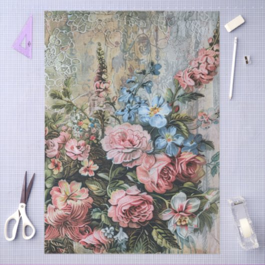 Grote Distressed  Bloemen Decoupage Tissuepapier (Craft)