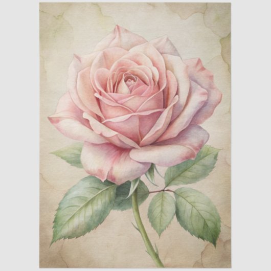 Grote Distressed Pink Rose Ephemera Decoupage Tissuepapier (Voorkant)