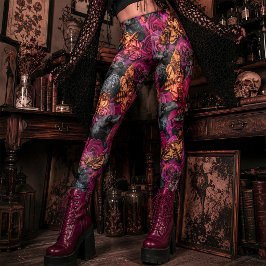 Grote donkere doodshoofdsphinxvlinders gotische ra leggings