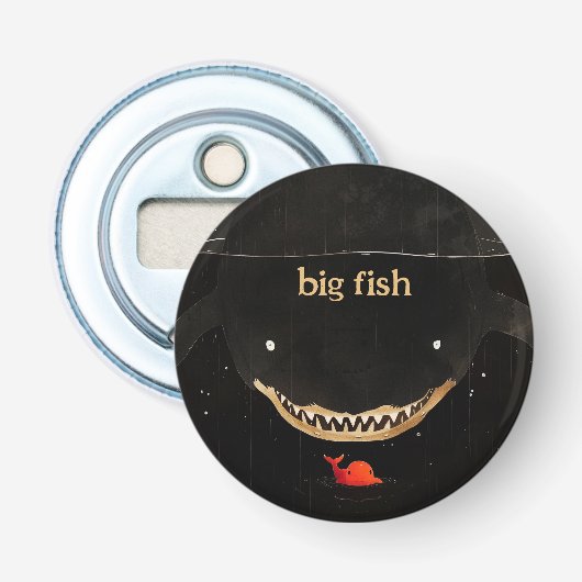 Grote donkere haai button flesopener (Voorkant)
