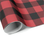 Grote donkerrode en zwarte buffelplaat cadeaupapier (Rol Hoek)