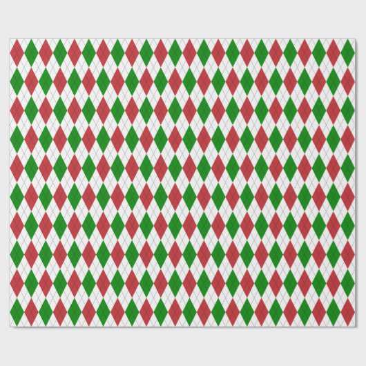 Grote, donkerrode, groene en witte stijl cadeaupapier (Vlak)