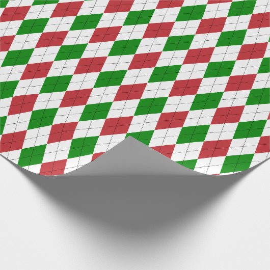 Grote, donkerrode, groene en witte stijl cadeaupapier (Hoek)