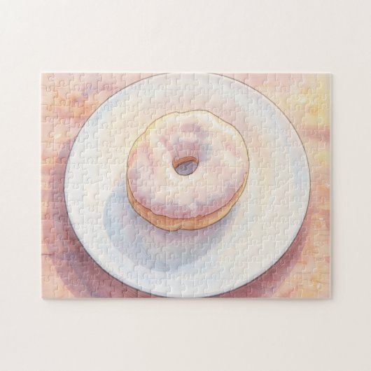 Grote donut op een bord Kunstpuzzel Legpuzzel (Horizontaal)