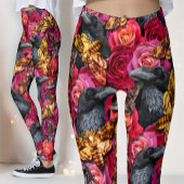 Grote Doodshoofdvlinders Gothic Raven Rozen Leggings