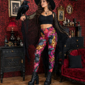 Grote Doodshoofdvlinders Gothic Raven Rozen Leggings