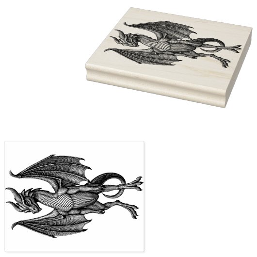 Grote Dragon Wood Art Rubber Stamp Rubberstempel (Gestempeld)