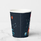 Grote drie met foto's | Space Rocket 3e verjaardag Papieren Bekers (Rechts)