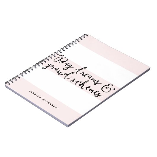 Grote Dromen & Grote Schemes Blush Roze Strepen Notitieboek (Linkerzijde)