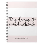 Grote Dromen & Grote Schemes Blush Roze Strepen Notitieboek (Voorkant)