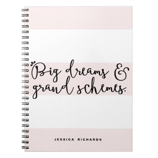 Grote Dromen & Grote Schemes Blush Roze Strepen Notitieboek (Voorkant)