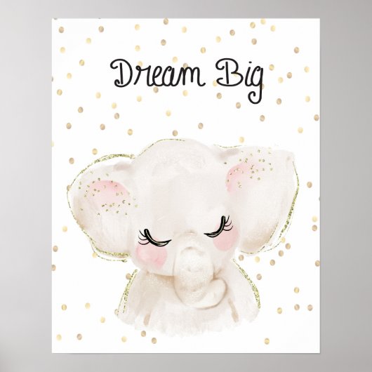 Grote Droom Olifant Babykamer Muur Kunst Poster (Voorkant)