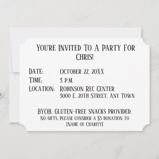 Grote druk Uitnodiging Diamond Serif Sjabloon (Achterkant)