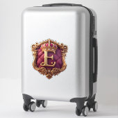 Grote E-monogram op rode fluweel Sticker (Koffer)