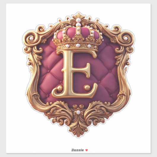Grote E-monogram op rode fluweel Sticker (Vel)