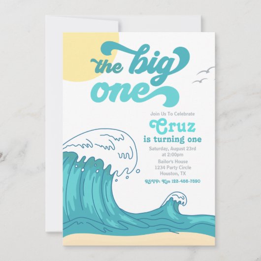 Grote EEN Surf Uitnodiging | Surf Uitnodiging (Voorkant)