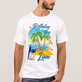 Grote Eén Verjaardag Jongen Strand Thema Gepersona T-shirt
