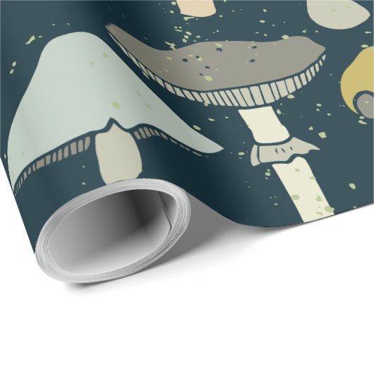 Grote eetbare paddenstoelen geïllustreerd cadeaupapier (Rol Hoek)