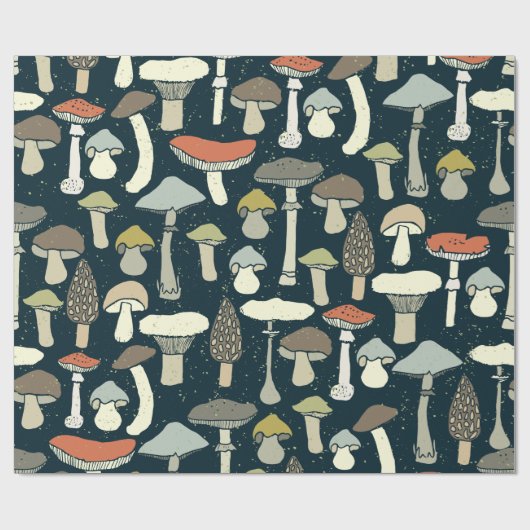 Grote eetbare paddenstoelen geïllustreerd cadeaupapier (Vlak)