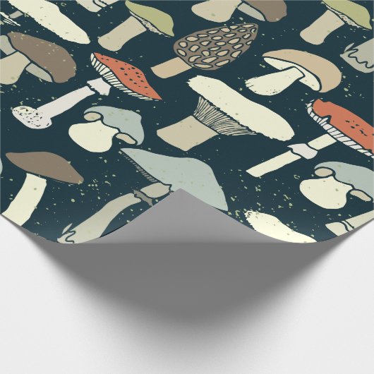 Grote eetbare paddenstoelen geïllustreerd cadeaupapier (Hoek)