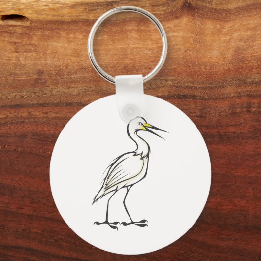 Grote Egret Bird Sleutelhanger (Voorkant)