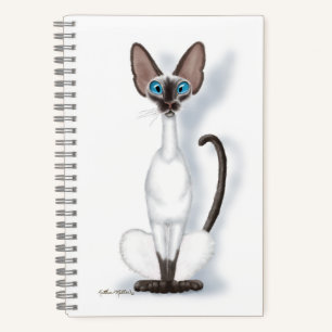 Grote & eigenaardige Siamese kat cartoon Notitieboek