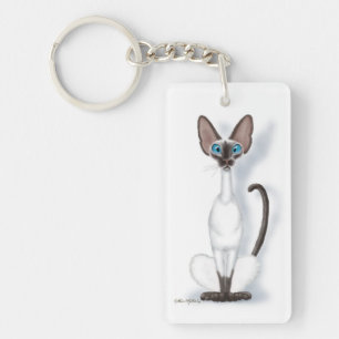 Grote & eigenaardige Siamese kat cartoon Sleutelhanger
