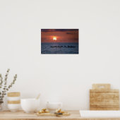 Grote eiland-outriggerkano bij zonsondergang poster (Keuken)