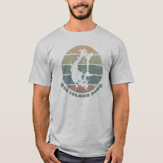 Grote Eiland Vijver Ouderwetse Retro Stof Groen T-shirt