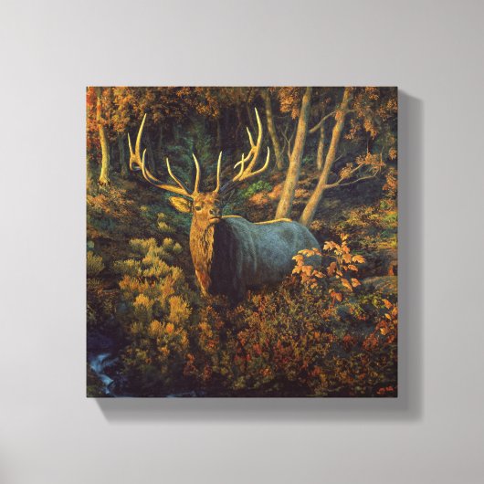 Grote eland in herfstbos canvas afdruk (Voorkant)