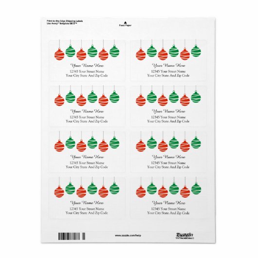 Grote elegante kerst adresetiketten voor Feestdage Etiket (Full Sheet)