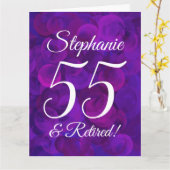 Grote Elegante Paarse 55 Happy Retirement Kaart (Gele Bloem)