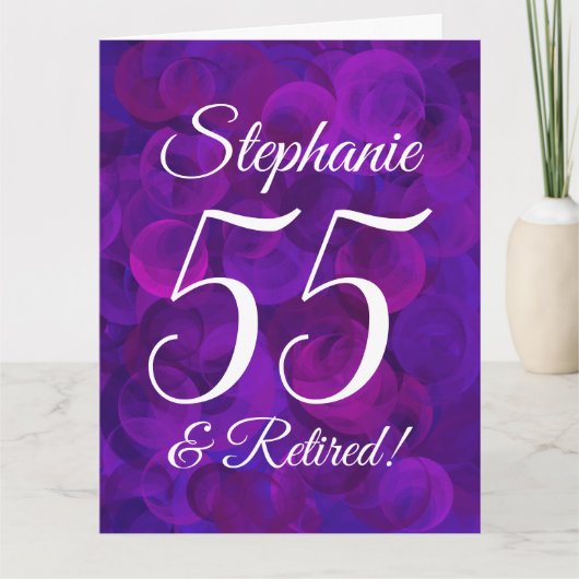 Grote Elegante Paarse 55 Happy Retirement Kaart (Voorkant)