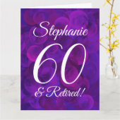 Grote Elegante Paarse 60 Happy Retirement Kaart (Gele Bloem)