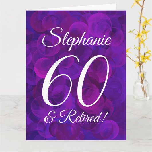 Grote Elegante Paarse 60 Happy Retirement Kaart (Gele Bloem)