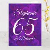 Grote Elegante Paarse 65 Happy Retirement Kaart (Gele Bloem)