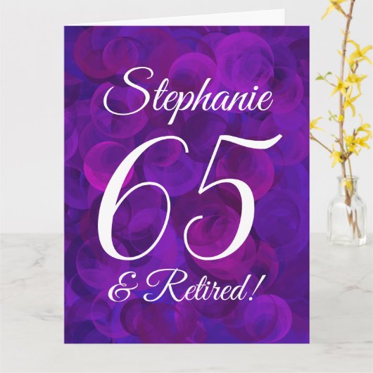 Grote Elegante Paarse 65 Happy Retirement Kaart (Gele Bloem)