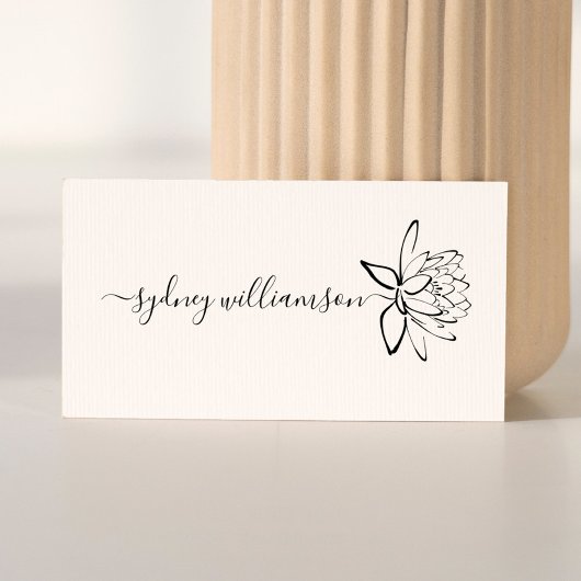 Grote Elegante Script Aangepaste Naam Lotus Bloem Zelfinktende Stempel
