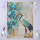 Grote Elegante Waterverf Bloemen & Kraan Decoupage Tissuepapier (Craft)