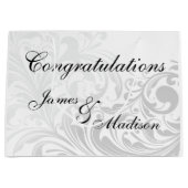 Grote Elegante werveling geschenkzak - Zilver Large Cadeautasje (Voorkant)