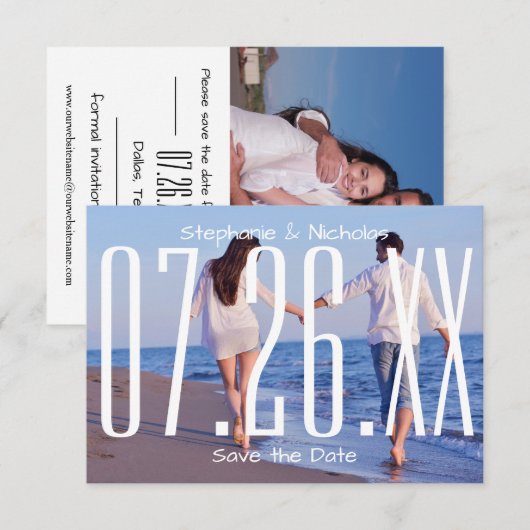 Grote Empire Date & Photo-3x5Wedding Save the Date (Voorkant / Achterkant)