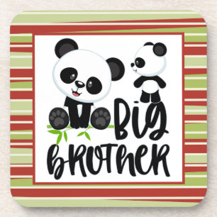 Grote en Kleine Cute Panda's met grote broer citaa Bier Onderzetter