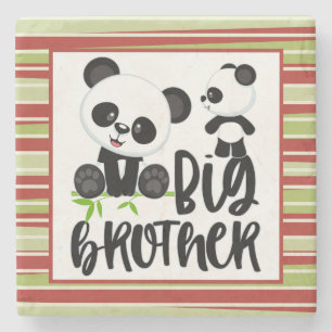 Grote en Kleine Cute Panda's met grote broer citaa Stenen Onderzetter