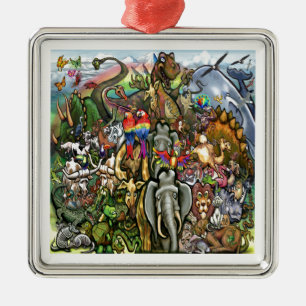 Grote en kleine dieren metalen ornament