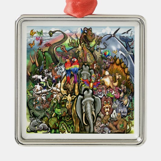 Grote en kleine dieren metalen ornament (Voorkant)