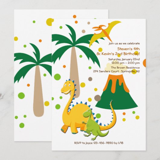 Grote en kleine dinosaurussen kaart (Voorkant / Achterkant)