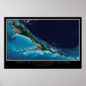 Grote en kleine Exuma-eilanden Bahamas-satellietka Poster (Voorkant)