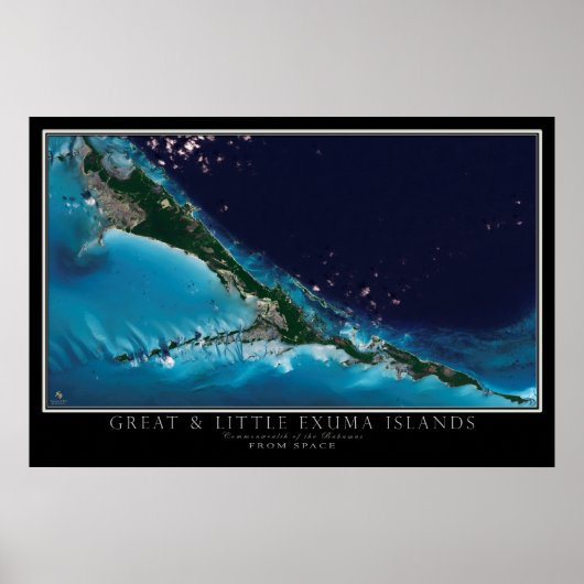 Grote en kleine Exuma-eilanden Bahamas-satellietka Poster (Voorkant)